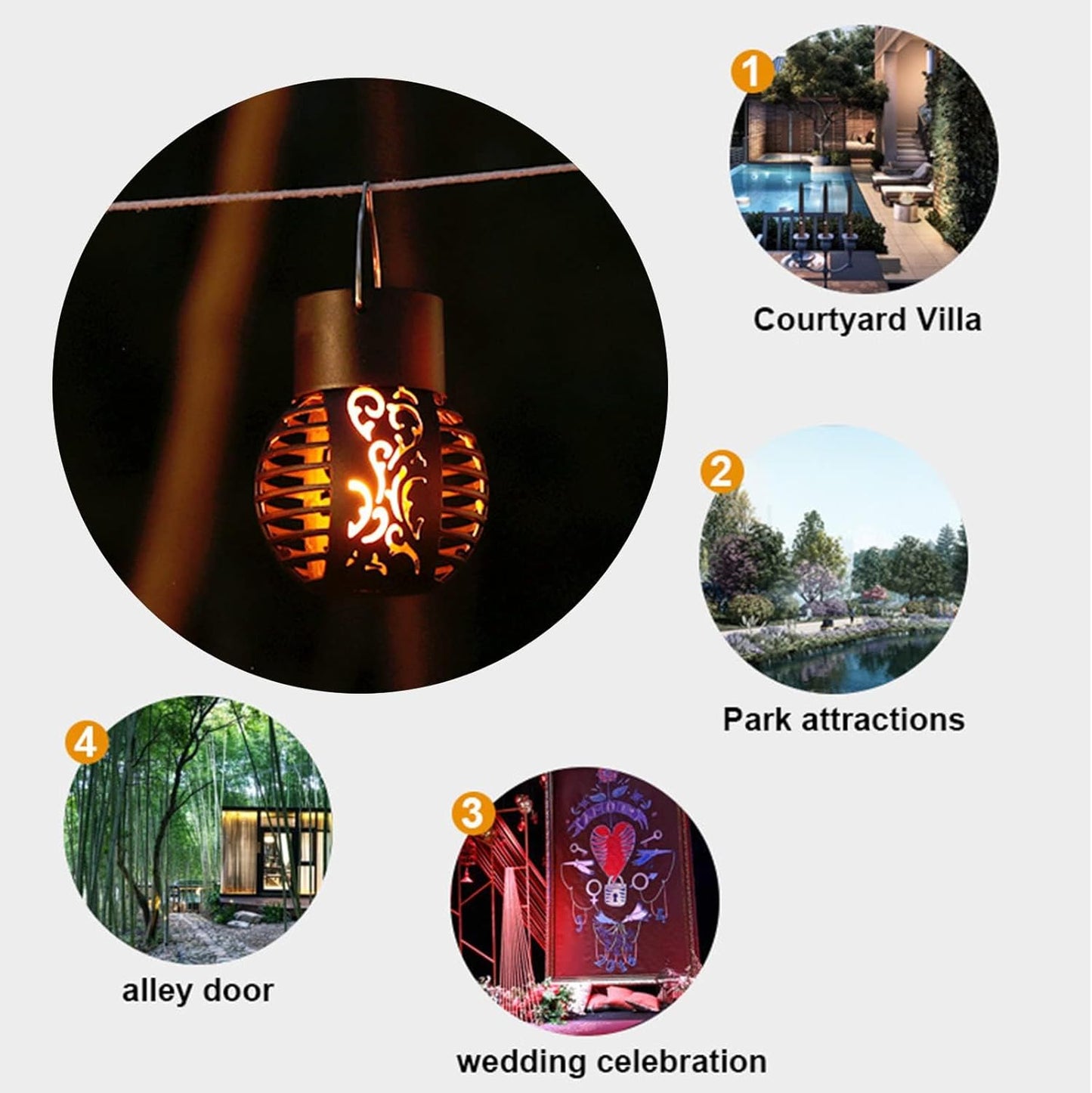 LED Solar Outdoor Hanging Lamp Simulation for Home Balcony & Camping
