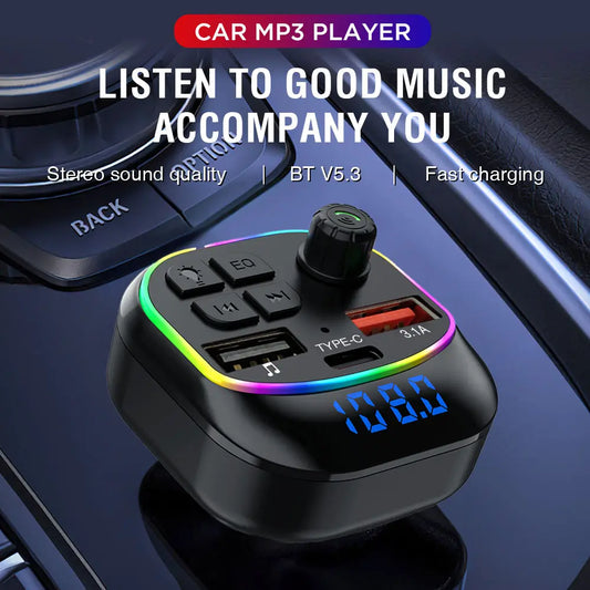 Portable Wireless Audio & FM Transmission/Car MP3 Player/Charger BT5.3